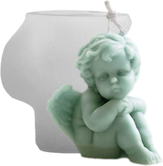 RKPM HOMES Multi-Style Angel Candle Mold I 3D Cupid Baby Angel Shape Silicone Epoxy Mould I for DIY Handmade Ornament Chocolate, Cake Décor, Aromatherapy, Soap, Resin Art Craft Making - 1 Cavity (D)