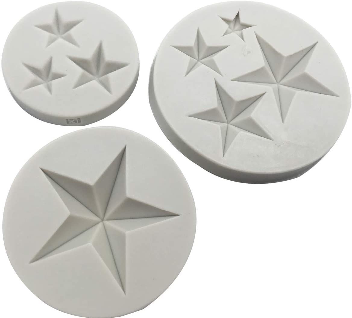 RKPM HOMES Star Shape Chocolate Mould | 3D DIY Fondant Silicone Mold | Baking Tools for Cake Chocolate Candy Ice Jelly Soap | Baking Moulds | for Cake Cupcake Topper Decoration (Combo of Set of 3)