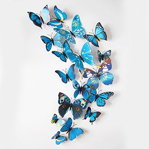 RKPM HOMES 3D Butterfly Wall Stickers Blue 12 Pcs (Magnetic)