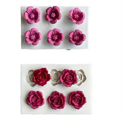 RKPM HOMES Flower Leaves Chocolate Mold I 3D Fondant Rose and Leaf Shape Silicone Epoxy Cupcake Mold I for DIY Handmade Cake Décor Candy Cookies Polymer Clay Muffin Soap Resin Art Crafts (6Cavity)
