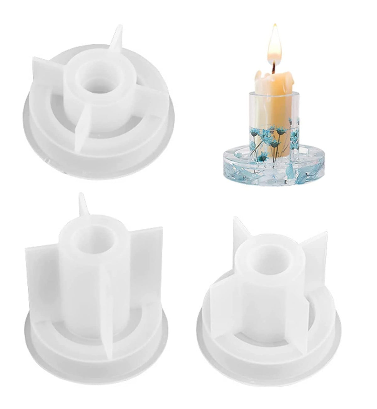 RKPM HOMES Candles Holders Resin Mold I Round Pillar Candlestick Silicone Epoxy Mould I for Homemade Ornament DIY Clay, Resin Casting, Art Craft Home Decoration Making - Pack of 3