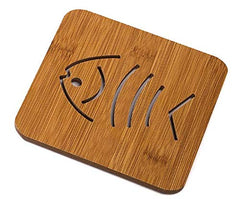 RKPM Hollow Wooden Coasters Kitchen Cutlery Thick Anti-Scalding Insulation Mat Placemats Non-Slip Pot Dish Mat 4 Pcs Small Fish