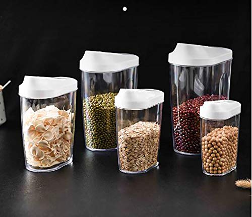 RKPM HOMES ABS Plastic Modula Starter Set of 5 Food Storage Boxes Airtight Container Set with Sliding Locks, Transparent