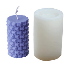 RKPM HOMES Bee Honeycomb Pattern Bubble Candle Mold I 3D Fondant Cylindrical Pillar Silicone Epoxy Mould I for DIY Handmade Ornament Chocolate, Cake Décor, Aromatherapy, Soap, Resin Art Craft Making