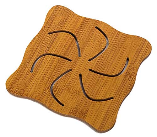 RKPM Hollow Wooden Coasters Kitchen Cutlery Thick Anti-Scalding Insulation Mat Placemats Non-Slip Pot Dish Mat 6 Pcs Windmill