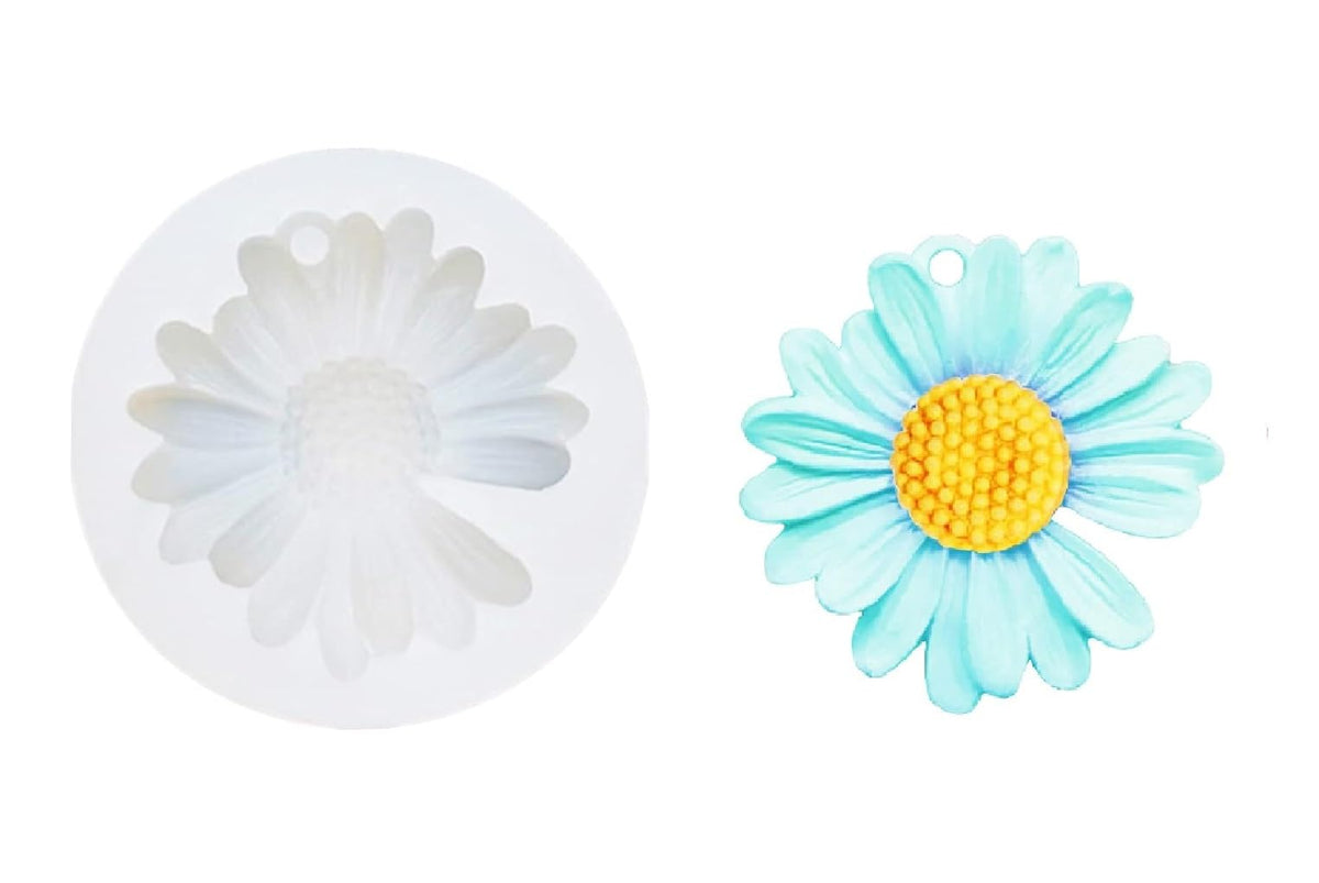 RKPM HOMES Keychain Mold I Sunflower Shape with Hole Silicone Epoxy Mould I for Handmade DIY Pendant Necklace Jewelry, Resin Casting, Chocolate, Cake Décor Art Craft Making (with Hole)