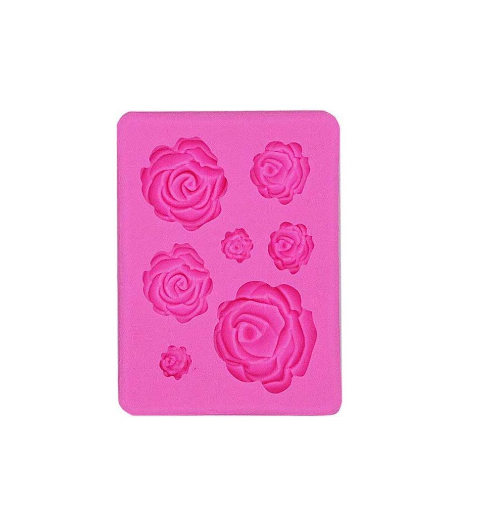 RKPM HOMES Silicone 7 Cavity Rose Shape Sugerpaste Cake Mould Fondant Molds Silicone Baking Molds Pak of 1 Size of Mold - 8.5 X 6.2 X 1 Cm
