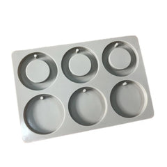 RKPM HOMES Aromatherapy Wax Mold I Silicone Fondant Mould with Hanging Hole I Dried Flowers Resin Soap Clay Craft Jewelry Making Molds DIY Pendant Bookmark Necklace I Grey - 6 Cavity (Round Large)