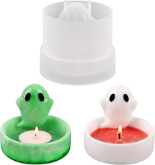 RKPM HOMES Candle Holder Resin Mold I 3D Cartoon Ghost Shape Tealight Epoxy Deep Casting Silicone Mould I for DIY Art Craft Candlestick Jewelry Storage Box Trinket Container Home Decoration – 1 Pcs