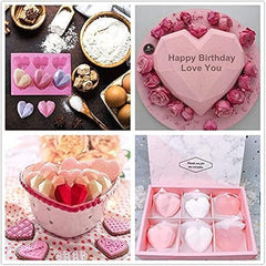 RKPM HOMES Diamond Heart Shape Chocolate Fondant Mould I 3D Love Silicone Baking Mold Tray I for Handmade DIY Jelly Cakes Dessert Candy Pastry Polymer Clay Muffin Cupcake Decoration Tools - 6 Cavity