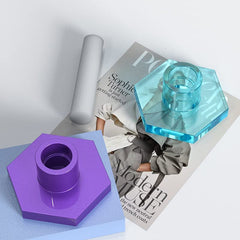 RKPM HOMES Candles Holders Resin Mold I Round Pillar Candlestick Silicone Epoxy Mould I for Homemade Ornament DIY Clay, Resin Casting, Art Craft Home Decoration Making (Hexagon) - Pack of 1