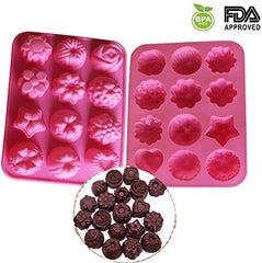 RKPM HOMES Flower Soap Molds Candy Molds Silicone Molds Chocolate Molds Jello Molds Biscuit Cake Baking Mold Ice Cube Tray Muffin Pan, 12 Cavity Mold