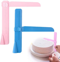RKPM HOMES® Plastic Adjustable Fondant Cake Scraper 2 Set Icing Piping Cream Spatula Edges Smoother Baking Tool (Blue 1 Set + Pink 1 Set)