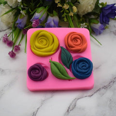 RKPM HOMES Rose Leaf Shape Chocolate Fondant Mold I 3D Leaves Flower Silicone Cupcake Mould I for DIY Handmade Sugarcraft Cake Decoration Candy Cookies Muffin Soap Resin Wax Making – 6 Cavity