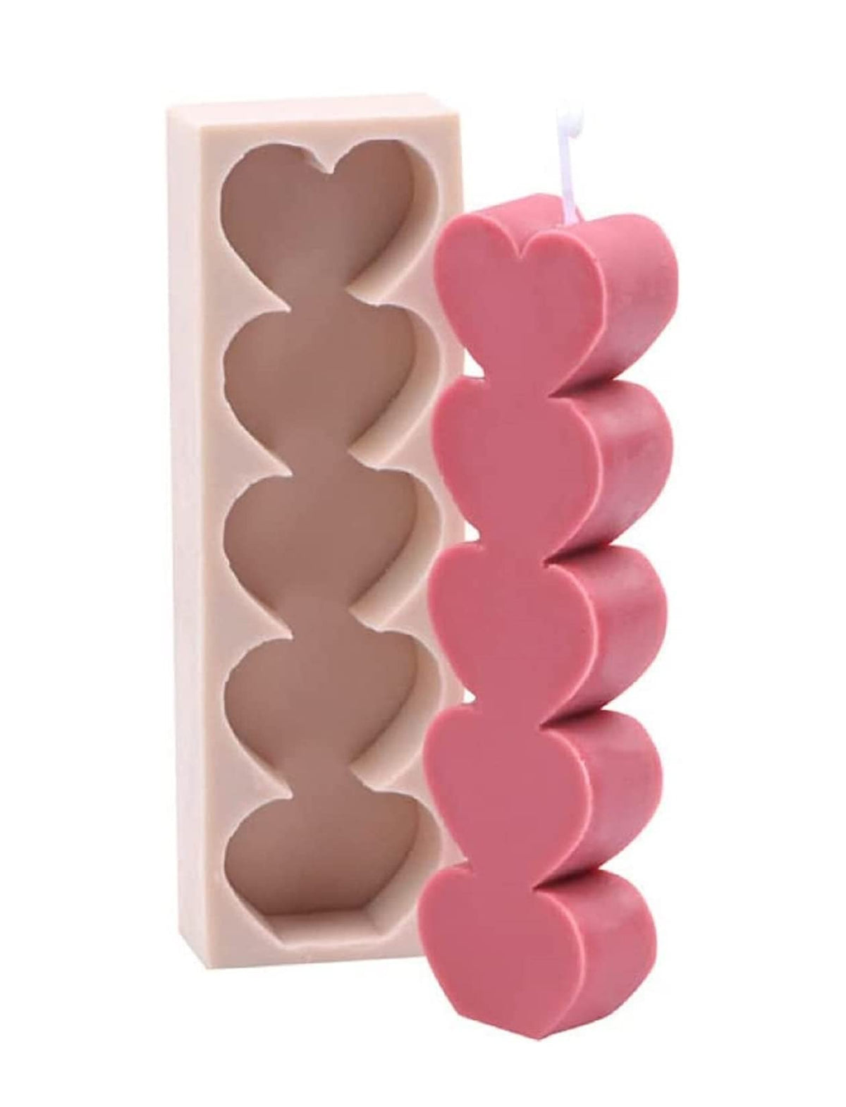 RKPM HOMES Heart Shape Pillar Resin Candle Molds I Love 3D Fondant Silicone Wax Mould I for Handmade Candles Ornament Making Aromatherapy Mousse Dessert Soap Cake DIY Decorating Art Crafts - 5 Cavity