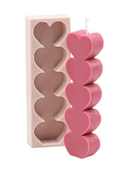 RKPM HOMES Heart Shape Pillar Resin Candle Molds I Love 3D Fondant Silicone Wax Mould I for Handmade Candles Ornament Making Aromatherapy Mousse Dessert Soap Cake DIY Decorating Art Crafts - 5 Cavity