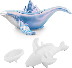 RKPM HOMES Ocean Animal Storage Box Resin Mold I 3D Whale Shape Silicone Epoxy Casting Jar Mould with Lid for DIY Handmade Crafts Ornament Jewelry Cosmetic Organizer Ring Trinket Container Home Décor