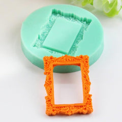 RKPM HOMES Photo Frame Mold I European Pattern Mirror Frames Fondant Silicone Lace Moulds I For DIY Cake Decorating, Sugar, Gum Paste, Chocolate, Cookies, Polymer Clay - 1 Cavity,6.4X6.4X1 Cm