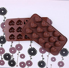 RKPM Silicone Heart Shape Chocolate Jelly Candy Mold, Cake Baking Mold, 15-Cavity Bakeware Mould, Brown