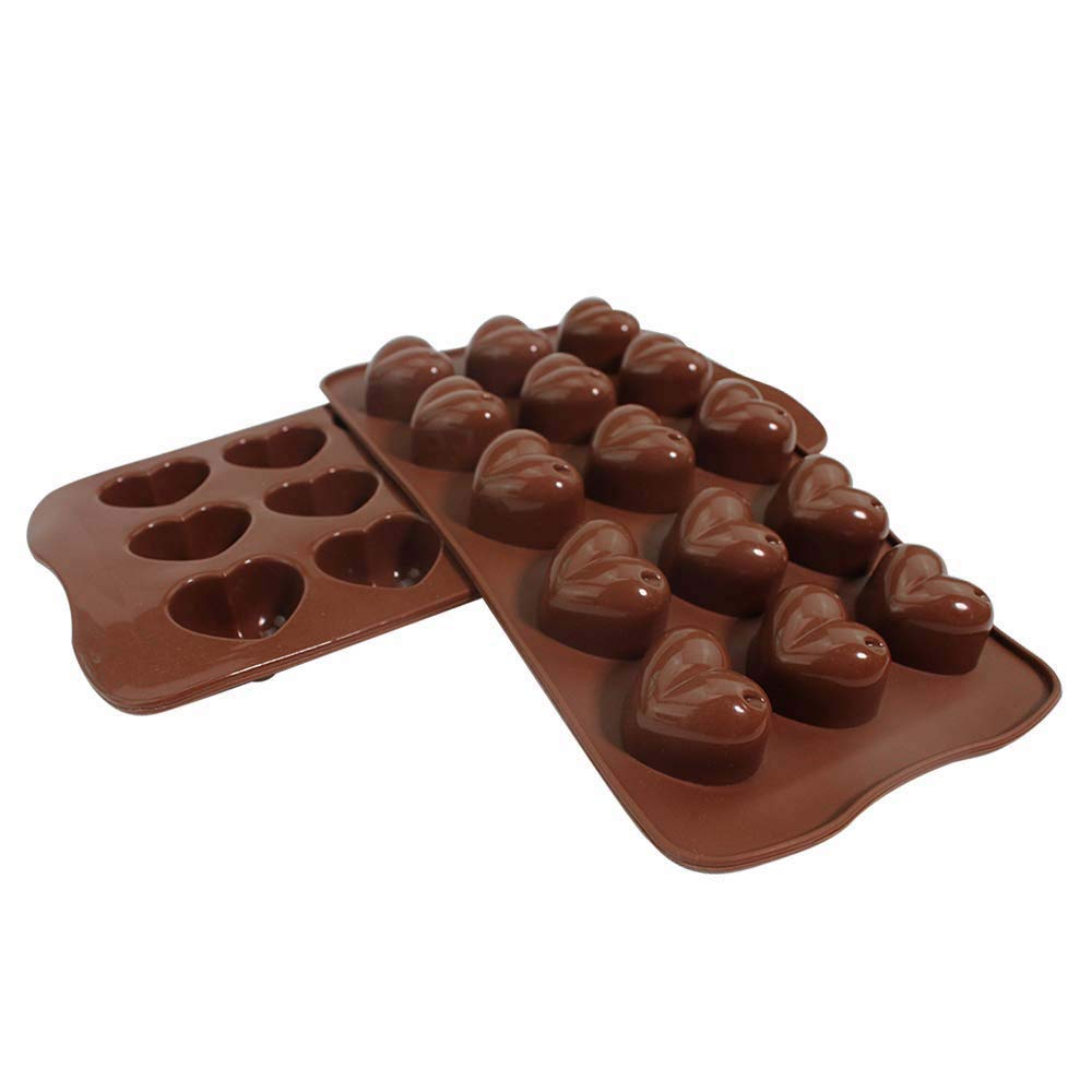 RKPM HOMES Heart Shape Chocolate Mould | Silicone Candy Mold | Baking Tools for Cake Chocolate Candy Ice Jelly | Cake Baking Moulds | Bakeware Molds | Brown – 15 Cavity