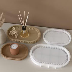 RKPM HOMES Coaster Mould I Oval Shape with Round Beads Style Silicone Epoxy Resin Casting Tray I Dish Mold for DIY Homemade Art Crafts Jewelry Storage Box Ring Trinket Container Cup Mat Home Décor (Small)