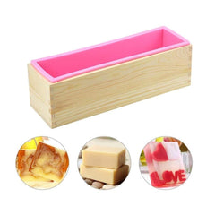 RKPM HOMES Rectangular Soap Mold I Flexible Silicone Loaf Soap Mold with Wood Box I for Homemade DIY Art Crafts Lotion Bar, Bath Bombs, Polymer Clay, Biscuit, Chocolate, Muffins Candle Resin Making
