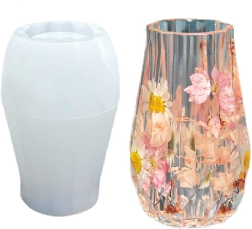 RKPM HOMES Candles Holders Vase Resin Mold I Stripe Pillar Casting Silicone Epoxy Candlestick Mould I Succulent Concrete Molds for DIY Handmade Jewelry Makeup Storage Flower Plant Pen Holder (Type2)