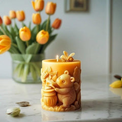 RKPM HOMES Honey Bear Cylinder Candle Mold I 3D Cute Animal Silicone Scented Epoxy Mould I for DIY Handmade Beeswax/Soy Wax Candles, Plaster Resin Clay Desktop Display Home Decor Art Craft Projects (A)