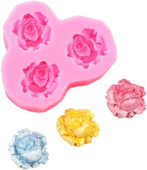 RKPM HOMES Blossoming Rose Cupcake Fondant Mold I 3D Flower Silicone Chocolate Mould I for DIY Sugarcraft Cake Decoration, Polymer Clay, Candy, Cookies, Muffin, Soap Wax Making Crafting – 3 Cavity