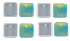 RKPM HOMES Poppy Pendant Mold I Multi Design Shape with Hanging Hole Silicone Epoxy Mould I for DIY Homemade Resin Soap Clay Art Craft Jewelry Keychain Charm Necklace Earring Making - 4 Pcs (Square)