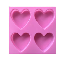 RKPM HOMES Heart Shape 4-Cavity Soap Muffin Cookies Silicone Mold for Homemade Moulds Pack of 1 Mold Size 15.5 x 15.5 x 2 cm