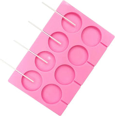 RKPM HOMES Jumbo Round Shape Chocolate Mould with Stick I Lollipop Silicone Candy Mold I Baking Tools for Cake Chocolate Candy Ice Jelly | Cake Baking Moulds | Bakeware Molds | Pink – 8 Cavity