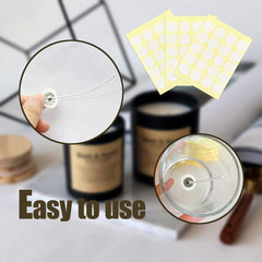 RKPM HOMES Candle Wick Stickers with Handle I Adhere Steady in Hot Wax Double-Sided Sticky Glue Dots with The Little ‘‘Tail’’ I Heat Resistance I for Candle Making - 20 X 2 MM (60)