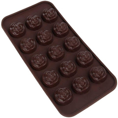 RKPM HOMES Silicone Chocolate Mold Candy Mold Jelly Ice Cube Tray Muffin Sugar Craft Fondant Mold Mould Cake Decorating Tools (Brown Silicone Rose Shape Mold)