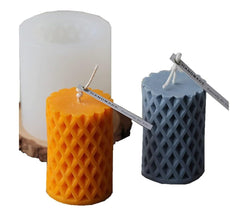 RKPM HOMES Grid Pattern Candle Mold I 3D Fondant Cylinder Pillar Silicone Epoxy Mould I for DIY Handmade Ornament Chocolate, Cake Décor, Aromatherapy, Soap, Resin Art Craft Making, Home Decoration