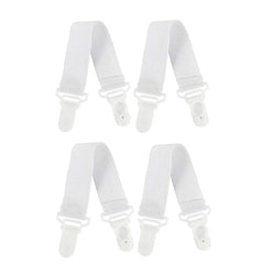 RKPM HOMES Elastic Band Clip for Bed Sheet Fasteners Suspenders - 4 Pcs White Nylon Buckle