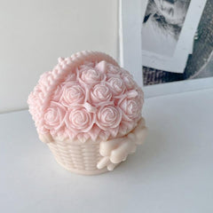RKPM HOMES Candle Mold I 3D Fondant Rose Basket with Bow Shape Casting Silicone Epoxy Mould I Special for Valentine's Day I for DIY Handmade Ornament Aromatherapy Soap Resin Art Craft Home Party Décor