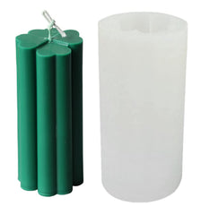 RKPM HOMES Candle Mold I 3D Fondant Four Leaf Clover Cylinder Pillar Silicone Epoxy Mould I for Handmade Ornament Aromatherapy Soap, Resin Casting, Art Craft Making - 1 Cavity