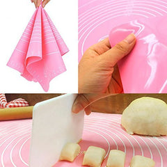 RKPM Silicone Pastry Mat with Measurements, Pastry Rolling Mat, Reusable Non-Stick Silicone Baking Mat Pink (Size 50X40 CM)