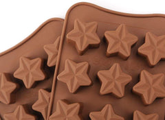 RKPM HOMES Silicone Chocolate Mold Candy Mold Jelly Ice Cube Tray Muffin Sugar Craft Fondant Mold Mould Cake Decorating Tools (15 Cavity Line Star Shape Chocolate Mold)
