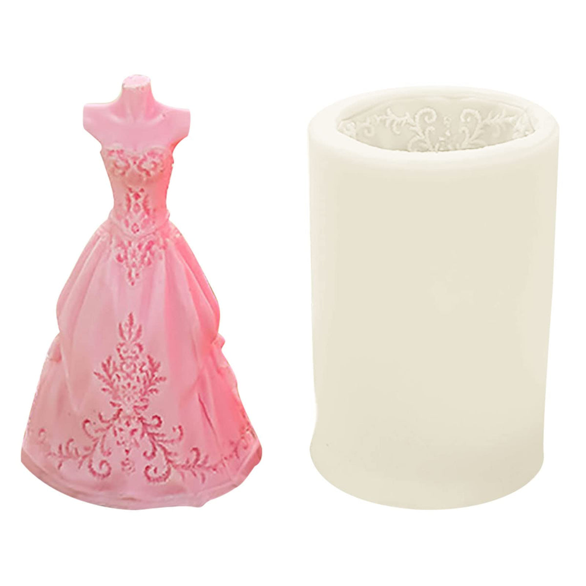 RKPM HOMES Candle Mold I 3D Women Wedding Dress Shape Silicone Scented Wax Mould I for DIY Handmade Ornament, Cake Décor, Aromatherapy, Soap, Resin Art Craft Making Wedding Party Decoration (A)