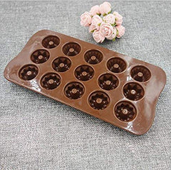 RKPM HOMES Donut Flower Shape Chocolate Mould | Silicone Candy Mold | Baking Tools For Cake Chocolate Candy Ice Jelly | Cake Baking Moulds | Bakeware Molds | Brown 15 Cavity,10X10X10 Cm