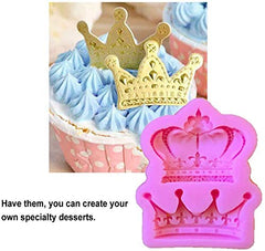 RKPM HOMES Crown Fondant Silicone Molds Princess Crown Fondant Cake Molds Crown Heart Mold for Sugar Chocolate Mold Wedding Cake Decoration Tools (2 Cavity Crown)