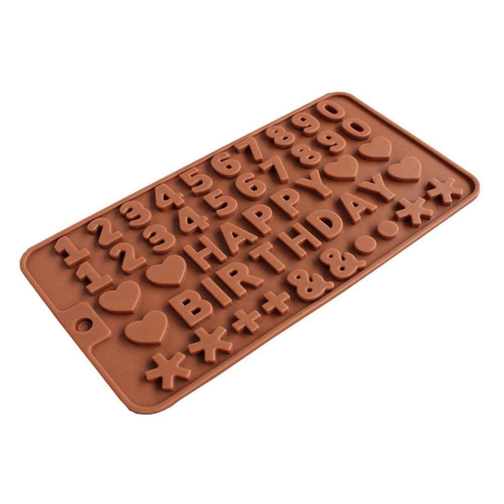 RKPM HOMES Happy Birthday Numbers Symbols Chocolate Mould | Silicone Candy Bar | Fondant DIY 3D | Ideal for Chocolate and Cake Decoration | Molds for Cake, Brownie Topper, Hard & Soft Candies