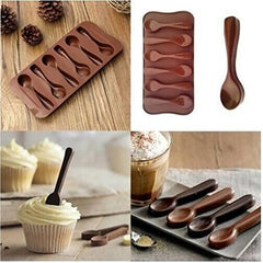 RKPM HOMES Spoon Shape Chocolate Mould | Silicone Candy Mold | Baking Tools for Cake Chocolate Candy Ice Jelly | Cake Baking Moulds | Bakeware Molds | Brown – 6 Cavity