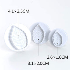 RKPM HOMES 3-Pieces DIY Cake Plunger Cutter Molds Sugarcraft Cake Decorating, (Rose Leafs)