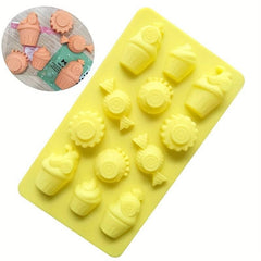 RKPM HOMES Chocolate Mould I 3D Fondant Ice Cream Cakes Sweets Shape Silicone Mold Tray I for Handmade DIY Candy Jelly Gummy Muffin Cookies Cupcake Soap Ice Cube Cake Decoration Tools – 12 Cavity