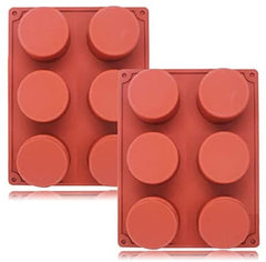 RKPM HOMES 2 Pcs Round Shape Chocolate Mould | Silicone Disc Cake Mold | Fondant Molds DIY 3D Candy Bar | Ideal for Chocolate and Cake Decoration | for Cake, Brownie Topper, Gummy & Jello - 6 Cavity