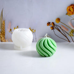 RKPM HOMES Swirl Ball Candle Mold I 3D Geometric Sphere Spiral Round Silicone Epoxy Mould I for DIY Handmade Ornament, Cake Décor, Aromatherapy, Soap, Resin Art Craft Making, Home Party Decoration