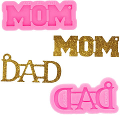 RKPM HOMES Keychain Mold | Silicone Mom and Dad Mould with Hole | 3D DIY Written Molds | Baking Tools for Cake Chocolate Candy Mousse Dessert Ice Jelly Soap Pudding Luggage Tag Cake Topper – 2 Pcs